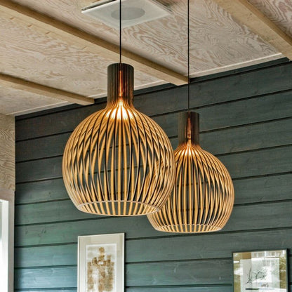 Hanglamp Hout Handgemaakt – Natuurlijke Scandinavische Houten Plafondlamp