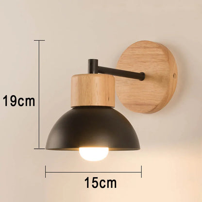 Wandlamp Hout & Metaal – Moderne Nordic Bedlamp met Verstelbare Arm