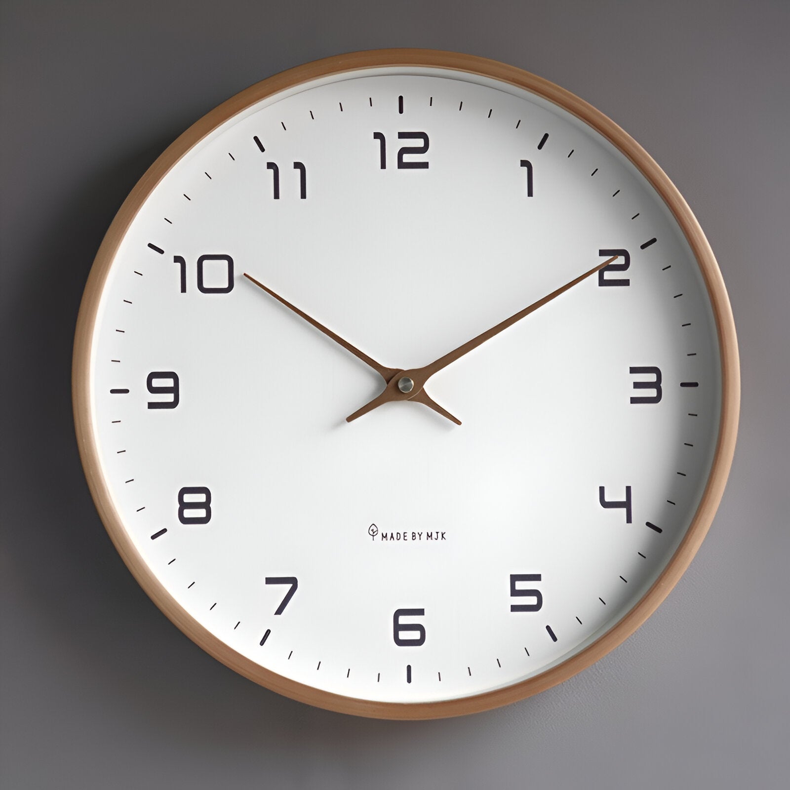 Wandklok Hout – Stille Scandinavische Wandklok Zonder Tikgeluid, Rond Minimalistisch Design