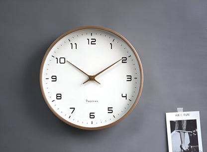 Wandklok Hout – Stille Scandinavische Wandklok Zonder Tikgeluid, Rond Minimalistisch Design