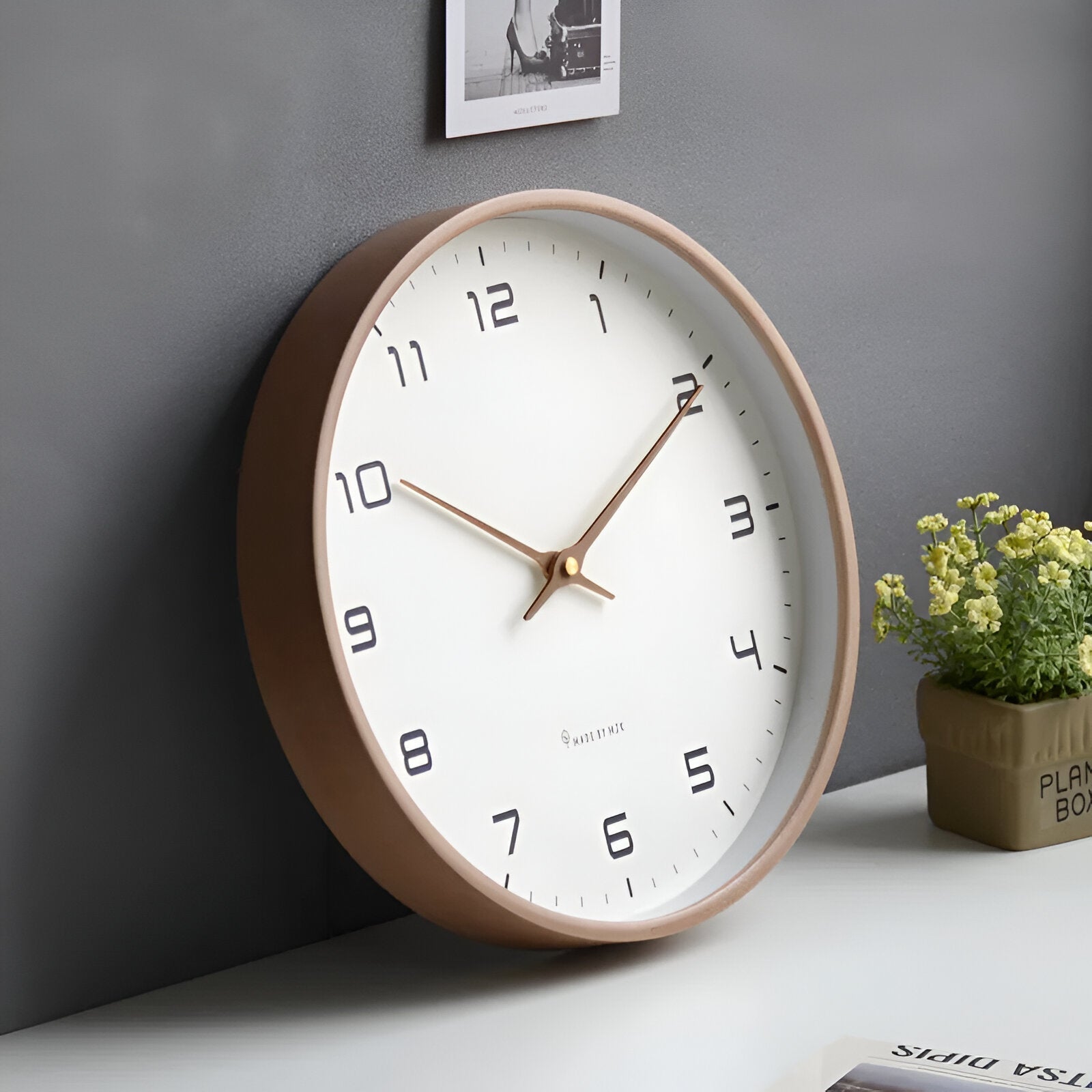 Wandklok Hout – Stille Scandinavische Wandklok Zonder Tikgeluid, Rond Minimalistisch Design