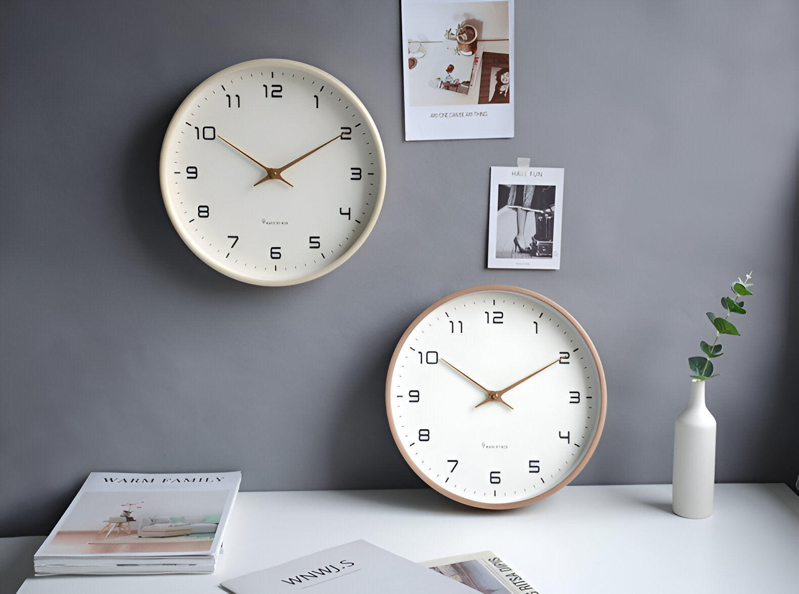 Wandklok Hout – Stille Scandinavische Wandklok Zonder Tikgeluid, Rond Minimalistisch Design