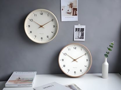 Wandklok Hout – Stille Scandinavische Wandklok Zonder Tikgeluid, Rond Minimalistisch Design