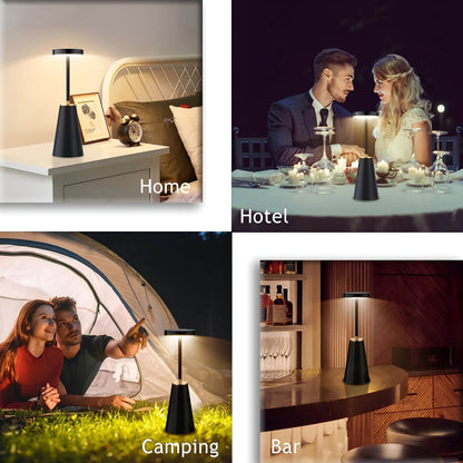 Draadloze Tafellamp Slank – Oplaadbare Touch Sfeerlamp met 3 Lichtkleuren & Gouden Accent