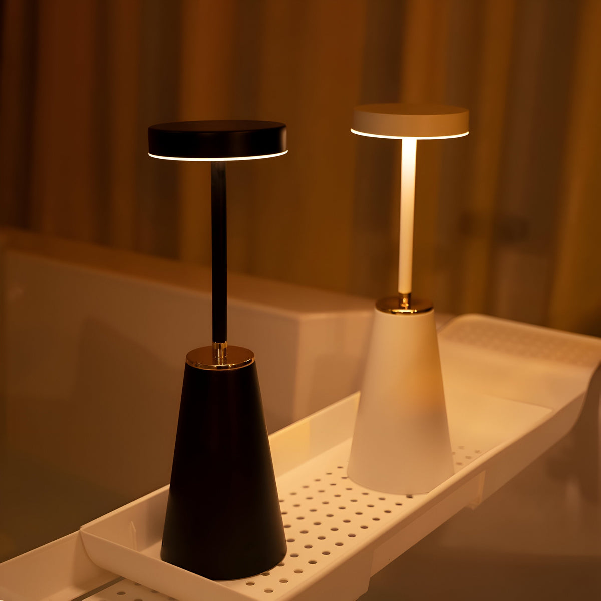 Draadloze Tafellamp Slank – Oplaadbare Touch Sfeerlamp met 3 Lichtkleuren & Gouden Accent