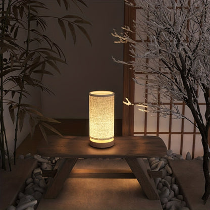 Moderne Tafellamp Hout USB – Nachtlamp met Stoffen of Bloemenkap