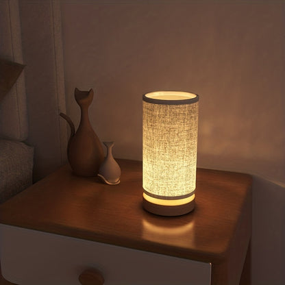 Moderne Tafellamp Hout USB – Nachtlamp met Stoffen of Bloemenkap
