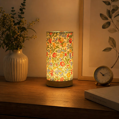 Moderne Tafellamp Hout USB – Nachtlamp met Stoffen of Bloemenkap