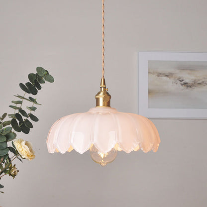 Hanglamp Bloem Gekleurd Glas – Vintage Pendant Lamp voor Eetkamer & Hal
