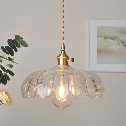 Hanglamp Bloem Gekleurd Glas – Vintage Pendant Lamp voor Eetkamer & Hal