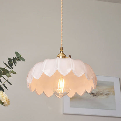 Hanglamp Bloem Gekleurd Glas – Vintage Pendant Lamp voor Eetkamer & Hal