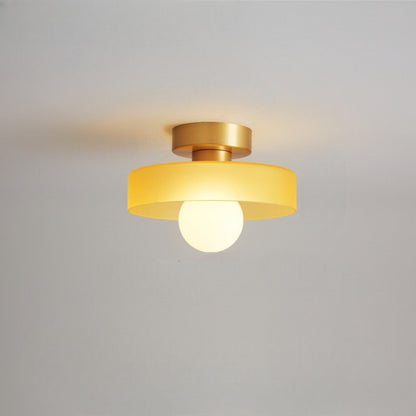 Plafondlamp Bauhaus – Minimalistische Plafonnière met Messing & Glas voor Hal & Slaapkamer