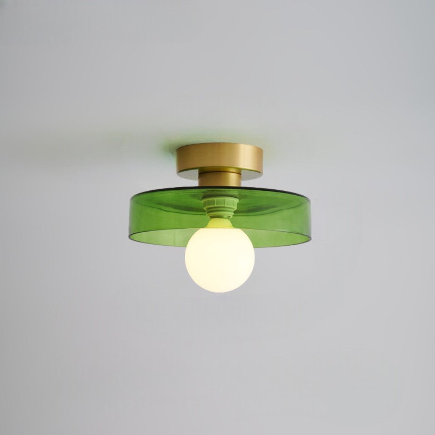 Plafondlamp Bauhaus – Minimalistische Plafonnière met Messing & Glas voor Hal & Slaapkamer