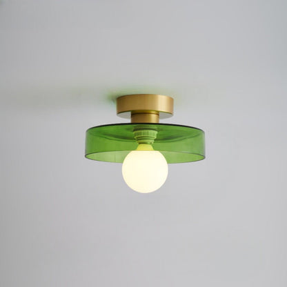 Plafondlamp Bauhaus – Minimalistische Plafonnière met Messing & Glas voor Hal & Slaapkamer