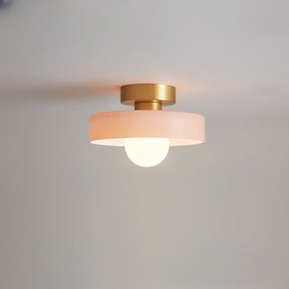 Plafondlamp Bauhaus – Minimalistische Plafonnière met Messing & Glas voor Hal & Slaapkamer