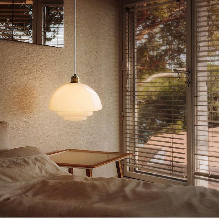 Hanglamp Wit Glas – Modern Mid-Century Plafondlamp voor Eetkamer & Keuken