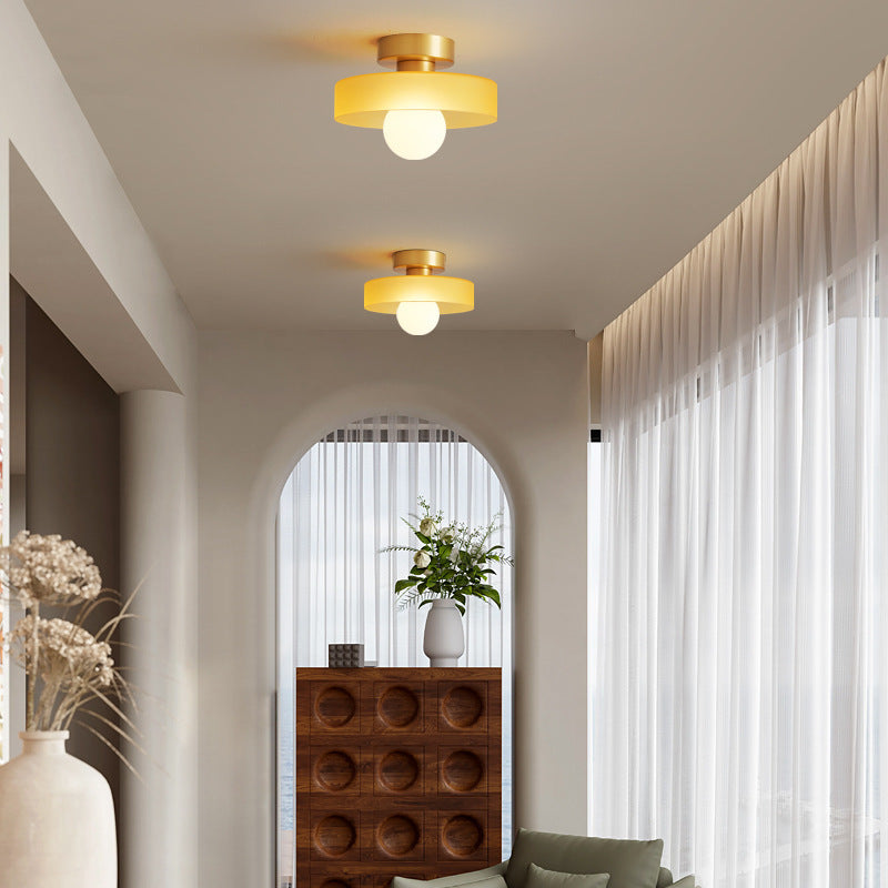 Plafondlamp Bauhaus – Minimalistische Plafonnière met Messing & Glas voor Hal & Slaapkamer
