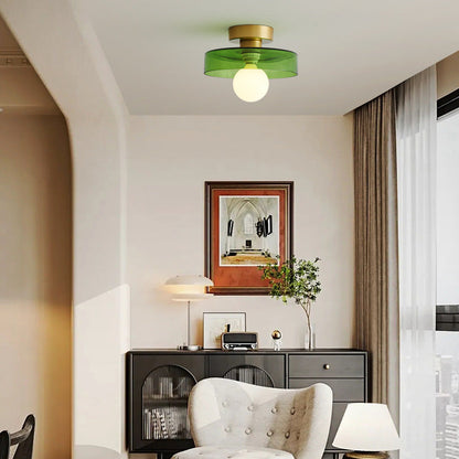 Plafondlamp Bauhaus – Minimalistische Plafonnière met Messing & Glas voor Hal & Slaapkamer