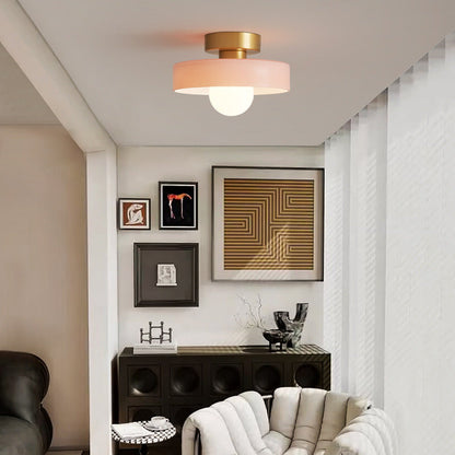Plafondlamp Bauhaus – Minimalistische Plafonnière met Messing & Glas voor Hal & Slaapkamer