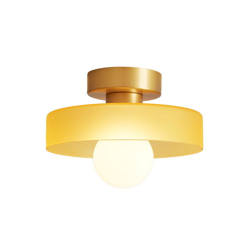 Plafondlamp Bauhaus – Minimalistische Plafonnière met Messing & Glas voor Hal & Slaapkamer