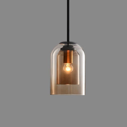 Hanglamp Mid-Century Dubbel Glas – Retro Pendant voor Eetkamer