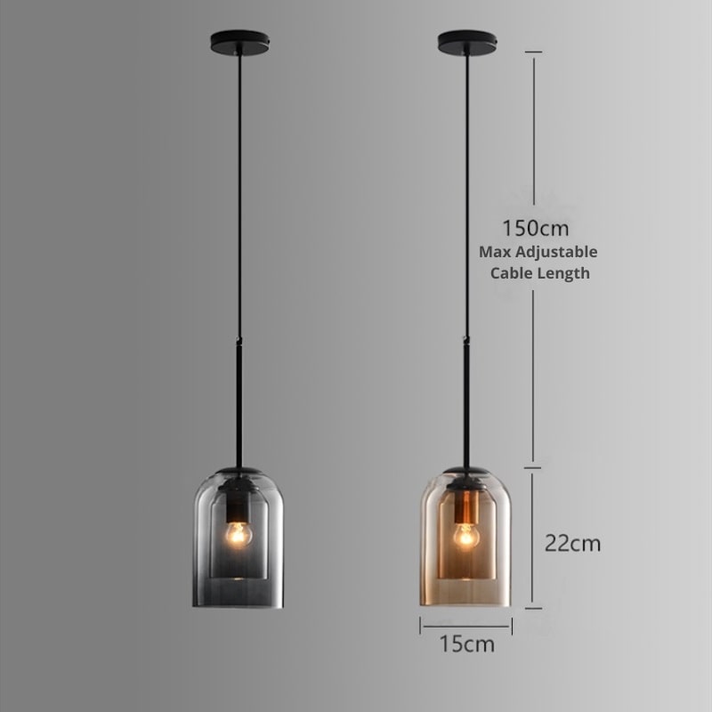 Hanglamp Mid-Century Dubbel Glas – Retro Pendant voor Eetkamer