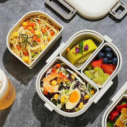 Bento Lunchbox 3 Vakken Lekvrij – Draagbare Broodtrommel voor Werk & School