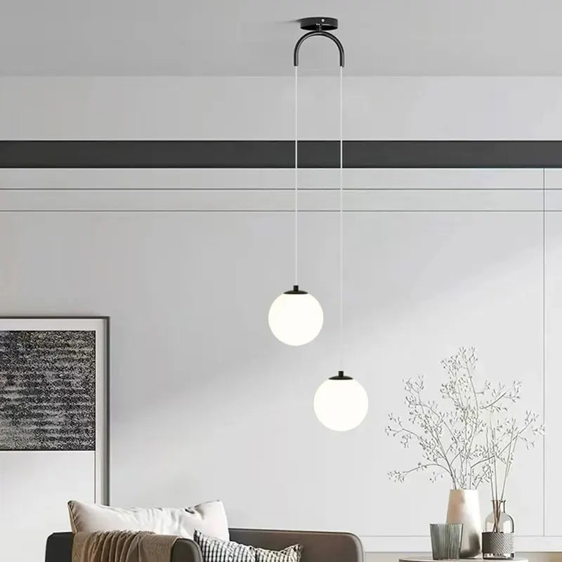 Hanglamp Luna Glazen Bol – Nordic Pendant met 1 of 2 Bollen