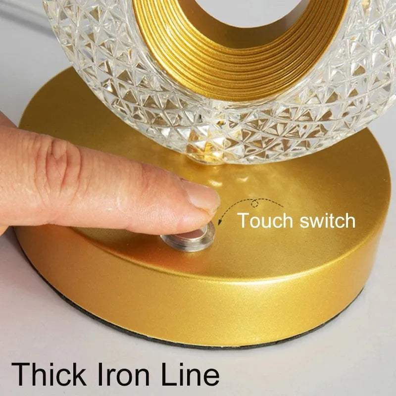 Nachtlampje 3D Kristal LED – Oplaadbare Dimbare Sfeerlamp met Touchbediening