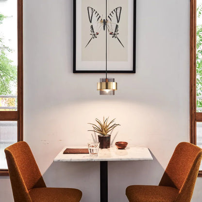 Hanglamp Messing Cilinder – Nordic Glazen Pendant voor Eetkamer