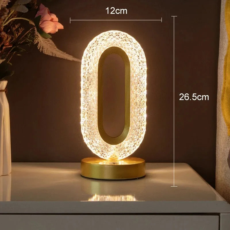 Nachtlampje 3D Kristal LED – Oplaadbare Dimbare Sfeerlamp met Touchbediening