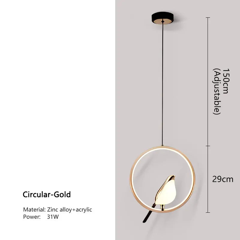 Hanglamp Vogel Design – Moderne Nordic LED Plafondlamp voor Eetkamer & Woonkamer
