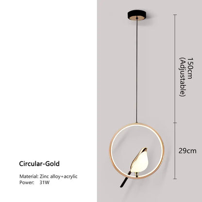 Hanglamp Vogel Design – Moderne Nordic LED Plafondlamp voor Eetkamer & Woonkamer