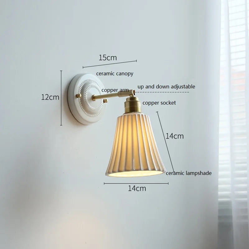 Wandlamp Crème Keramiek – Vintage Nordic Sfeerlamp voor Slaapkamer & Hal