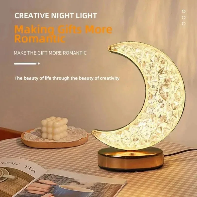 Nachtlampje 3D Kristal LED – Oplaadbare Dimbare Sfeerlamp met Touchbediening