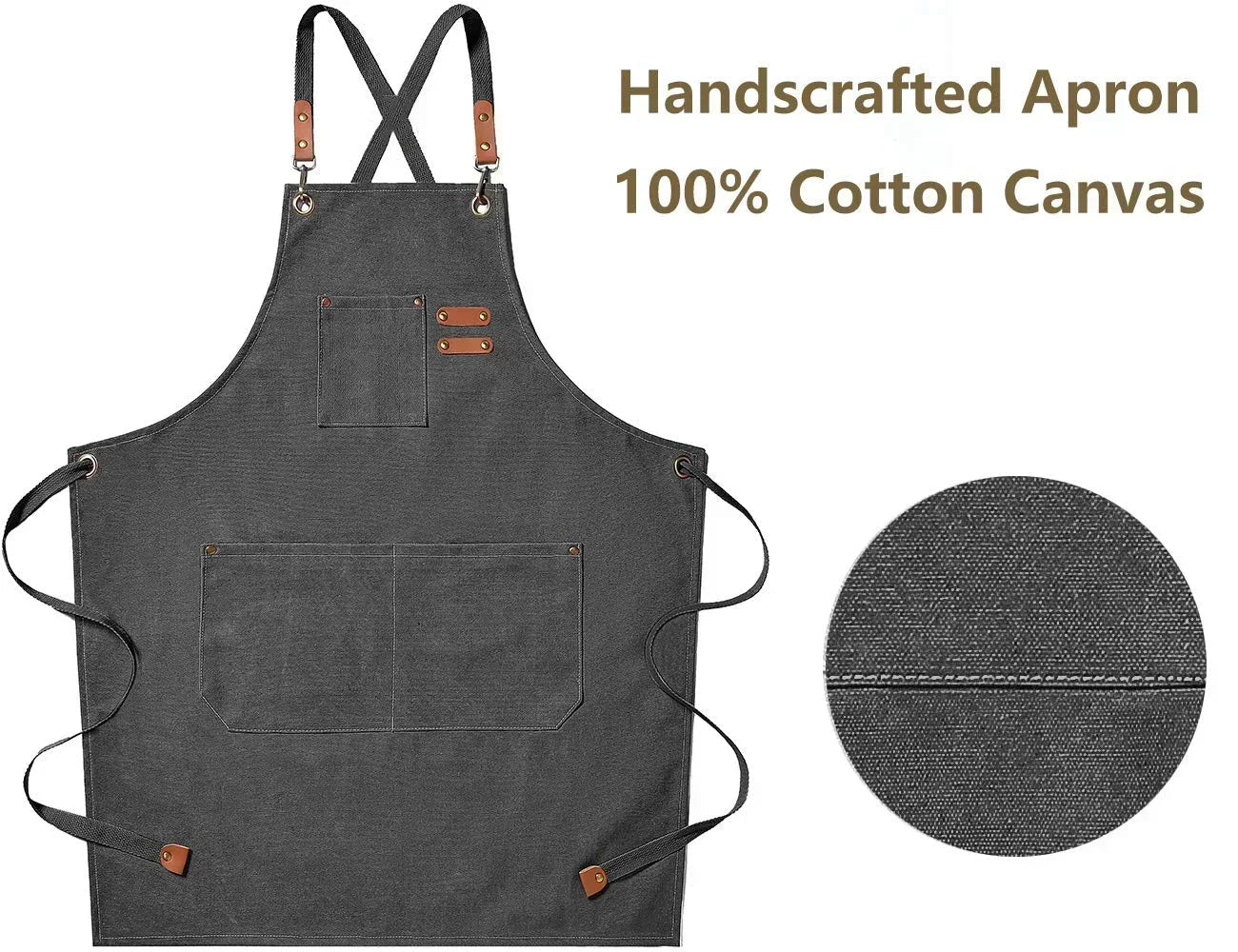 Keukenschort Canvas – Unisex Kookschort voor Koken, BBQ & Werk, Verstelbaar