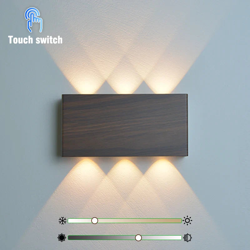 Oplaadbare Wandlamp Houtlook – Draadloze LED met 3 Lichtkleuren, Geen Boren Nodig