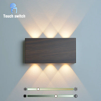 Oplaadbare Wandlamp Houtlook – Draadloze LED met 3 Lichtkleuren, Geen Boren Nodig