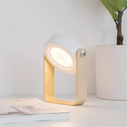 Draagbare Lantaarn Oplaadbaar – Opvouwbare LED Tafellamp met Houten Handvat