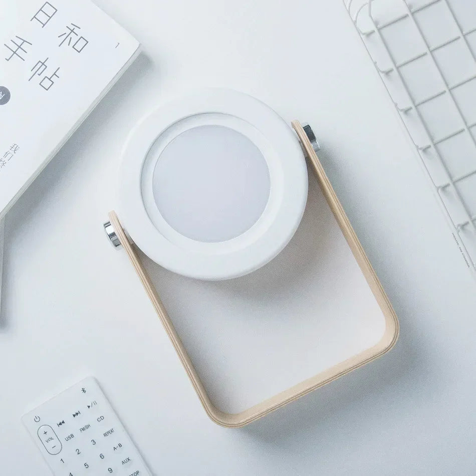 Draagbare Lantaarn Oplaadbaar – Opvouwbare LED Tafellamp met Houten Handvat
