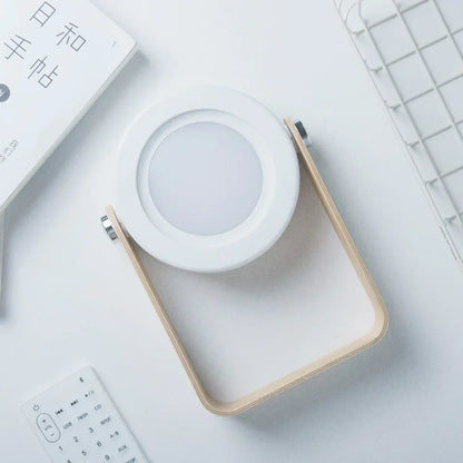 Draagbare Lantaarn Oplaadbaar – Opvouwbare LED Tafellamp met Houten Handvat