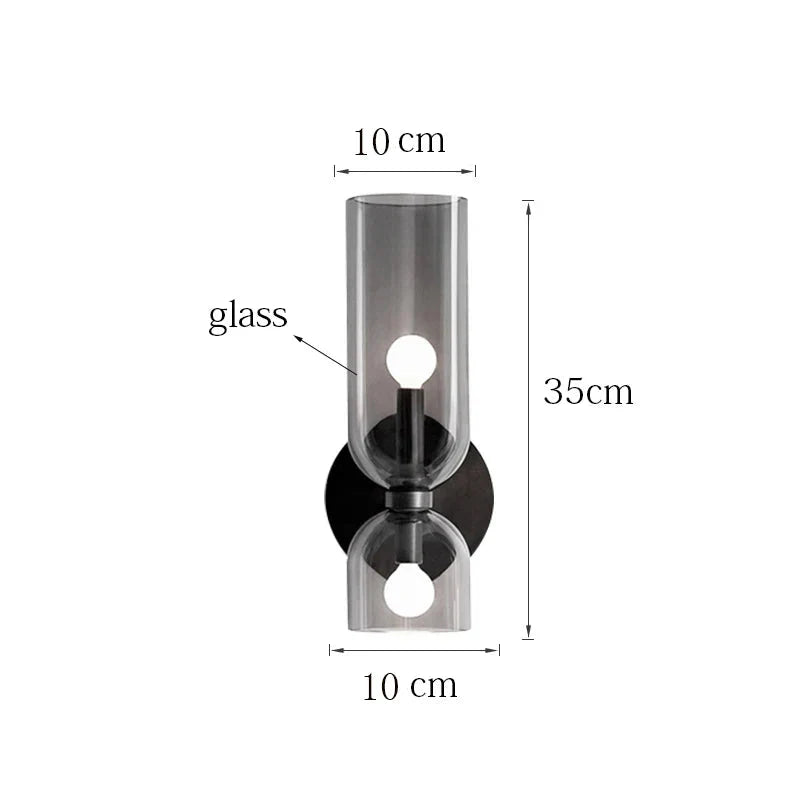 Wandlamp Glazen Buis – Nordic Sconce in Rookglas voor Hal & Slaapkamer