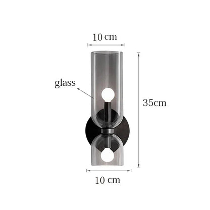 Wandlamp Glazen Buis – Nordic Sconce in Rookglas voor Hal & Slaapkamer