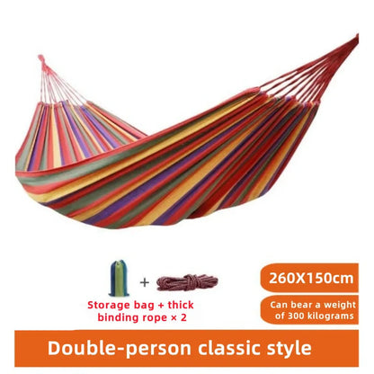 Hangmat Canvas Tweepersoons – Gestreepte Hangmat voor Tuin, Terras & Camping