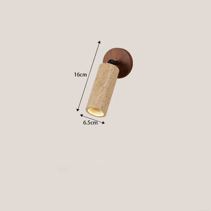 Wandlamp Wabi-Sabi Travertijn & Hout – Japandi Sfeerlamp voor Slaapkamer
