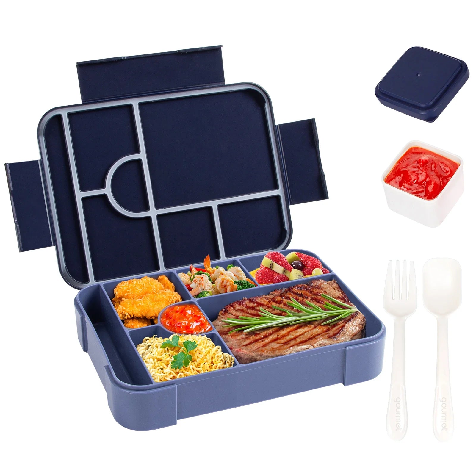 Bento Lunchbox 1330ml Lekvrij – Grote Broodtrommel Magnetronbestendig voor Werk & School