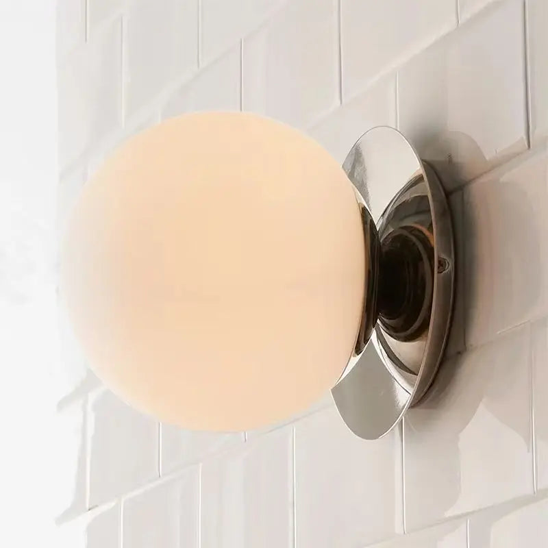 Wandlamp Glazen Bol – Minimalistische Nordic Sconce voor Badkamer & Slaapkamer