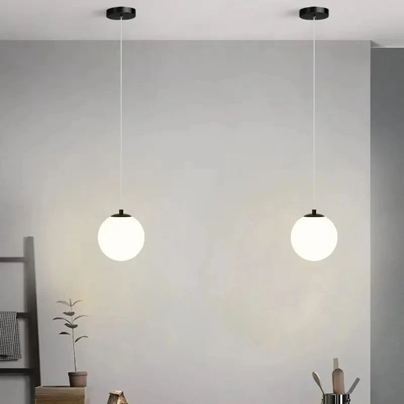 Hanglamp Luna Glazen Bol – Nordic Pendant met 1 of 2 Bollen