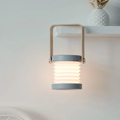 Draagbare Lantaarn Oplaadbaar – Opvouwbare LED Tafellamp met Houten Handvat