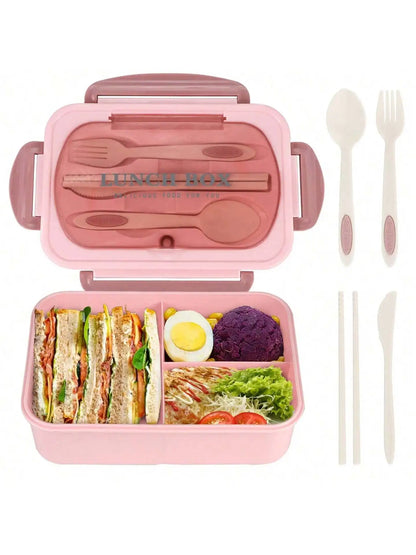 Bento Lunchbox 4 Vakken met Bestek – Lekvrije Broodtrommel voor Werk & School
